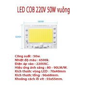 CHIP LED COB siêu sáng 220V siêu sáng 50w vuông  sáng trắng 